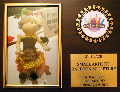 3rd Place; Small Artistic Balloon Sculpture; Twist & Shout; Rochester, NY;February 5-9, 2014