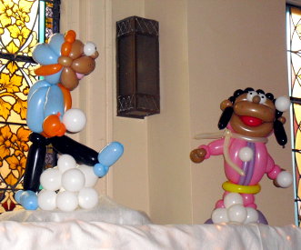 Balloon children having a snowball-oon fight