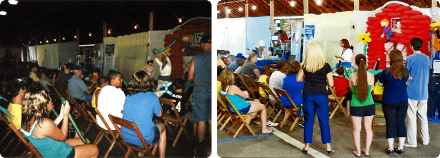 Crowds watching Janice during a demonstration