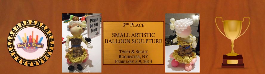 3rd Place; Small Artistic Balloon Sculpture; Twist &amp; Shout; Rochester, NY;February 5-9, 2014